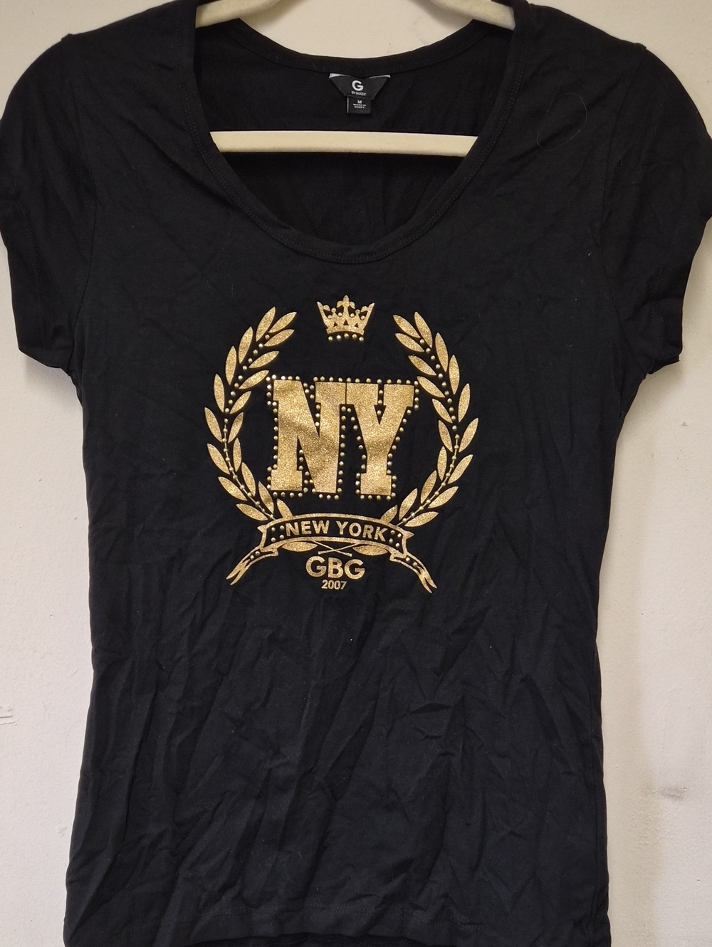 GBG Los Angeles Black Tee with Gold NY Crest
